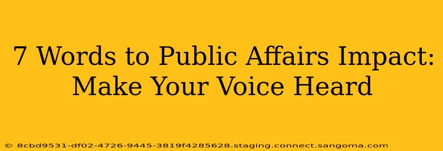 7 Words to Public Affairs Impact: Make Your Voice Heard