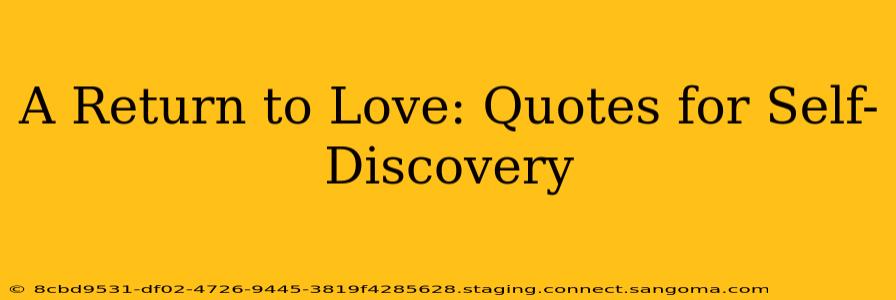 A Return to Love: Quotes for Self-Discovery