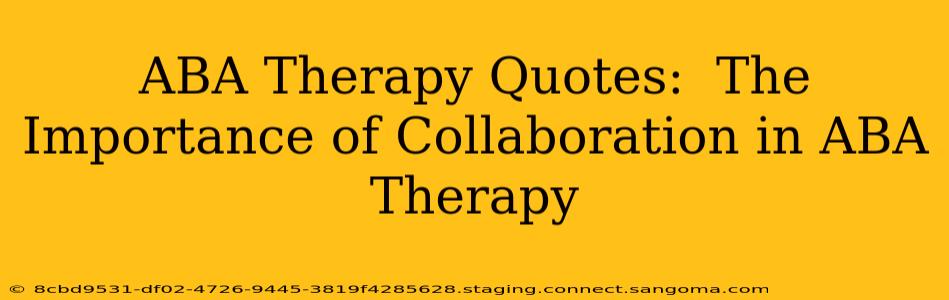 ABA Therapy Quotes:  The Importance of Collaboration in ABA Therapy