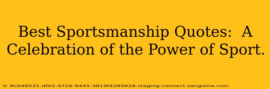 Best Sportsmanship Quotes:  A Celebration of the Power of Sport.