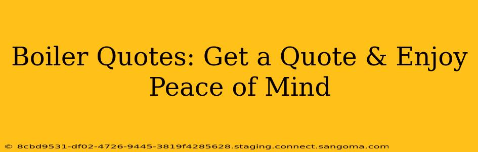 Boiler Quotes: Get a Quote & Enjoy Peace of Mind