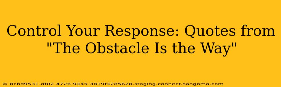 Control Your Response: Quotes from "The Obstacle Is the Way"