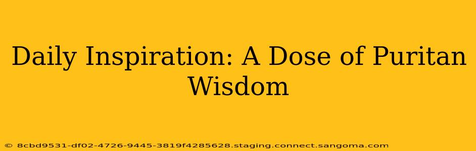 Daily Inspiration: A Dose of Puritan Wisdom