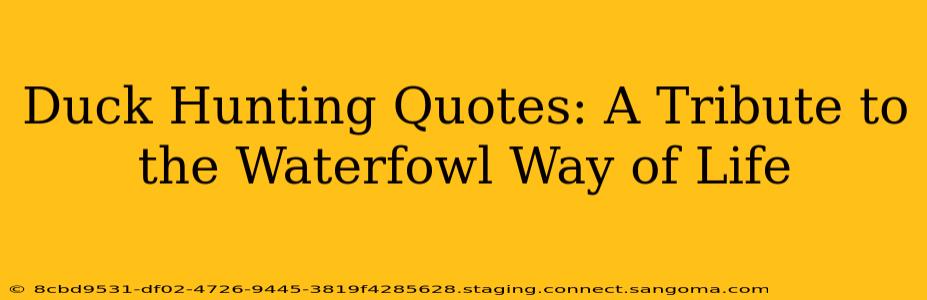 Duck Hunting Quotes: A Tribute to the Waterfowl Way of Life