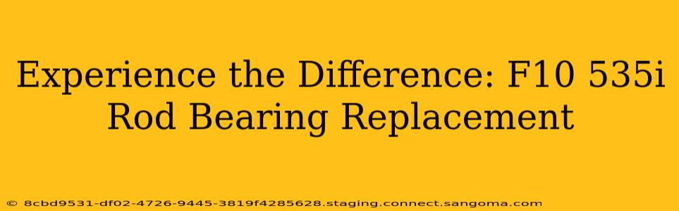 Experience the Difference: F10 535i Rod Bearing Replacement
