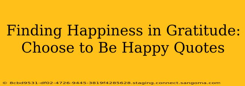 Finding Happiness in Gratitude: Choose to Be Happy Quotes
