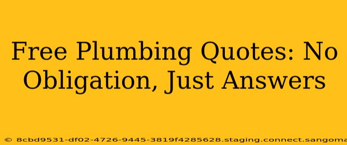 Free Plumbing Quotes: No Obligation, Just Answers