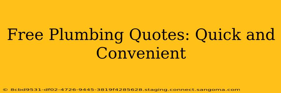 Free Plumbing Quotes: Quick and Convenient