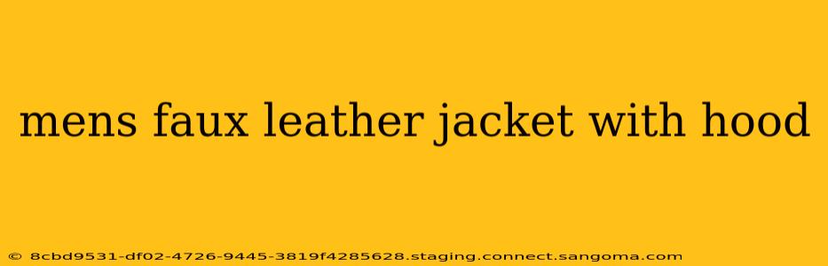 mens faux leather jacket with hood