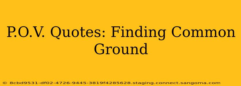 P.O.V. Quotes: Finding Common Ground