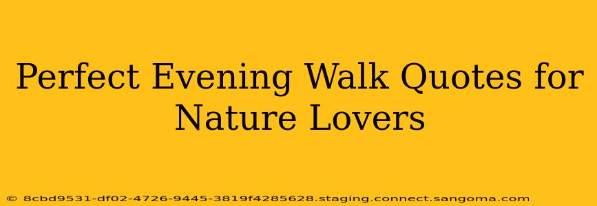 Perfect Evening Walk Quotes for Nature Lovers