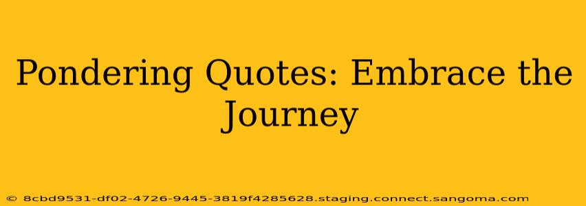 Pondering Quotes: Embrace the Journey