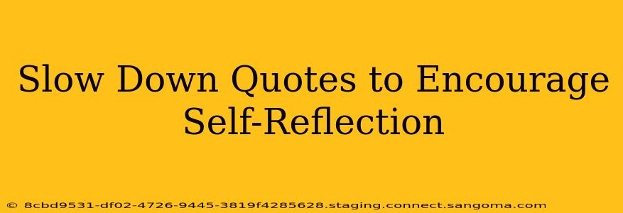 Slow Down Quotes to Encourage Self-Reflection