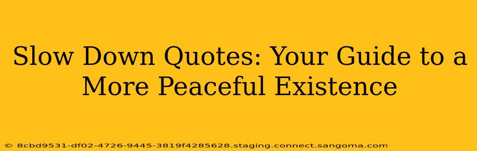 Slow Down Quotes: Your Guide to a More Peaceful Existence