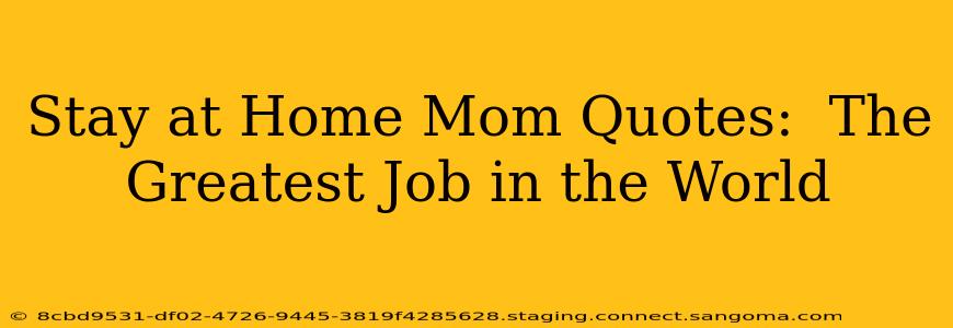 Stay at Home Mom Quotes:  The Greatest Job in the World
