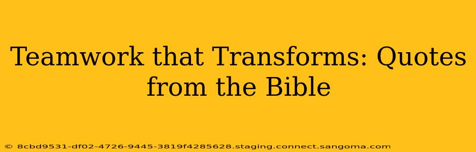 Teamwork that Transforms: Quotes from the Bible