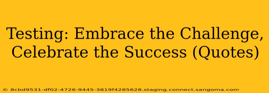 Testing: Embrace the Challenge, Celebrate the Success (Quotes)