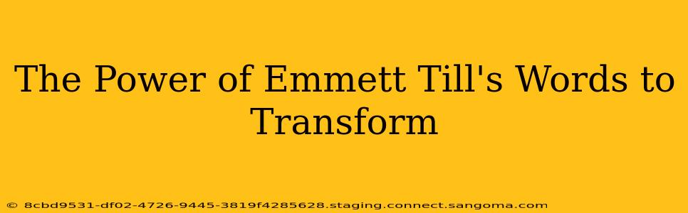 The Power of Emmett Till's Words to Transform