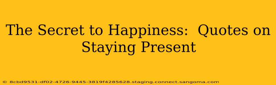 The Secret to Happiness:  Quotes on Staying Present