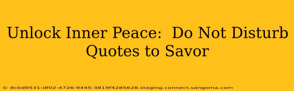 Unlock Inner Peace:  Do Not Disturb Quotes to Savor
