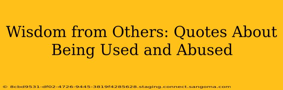 Wisdom from Others: Quotes About Being Used and Abused
